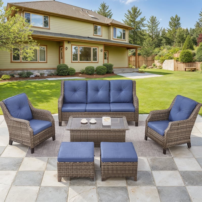 PE Wicker Rattan Chairs Sofa Sets with Chairs - Grey - Blue - Grey