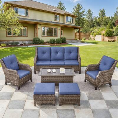 PE Wicker Rattan Chairs Sofa Sets with Chairs - Grey