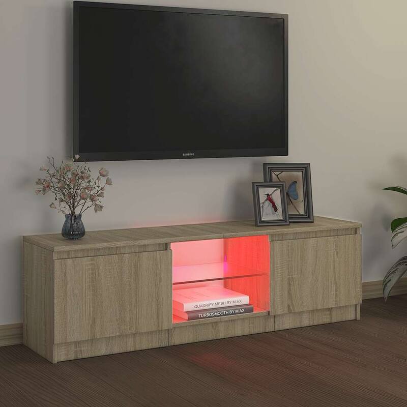 vidaXL TV Stand with LED Lights Sonoma Oak 47.2"x11.8"x14.2" - 47.2" x 12" x 14"
