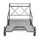 preview thumbnail 22 of 22, Twin Size Metal Bed with Four Wheels, Car Shaped Bedframe with Guardrails and X-Shaped Frame Shelf, Funny Design for Kids