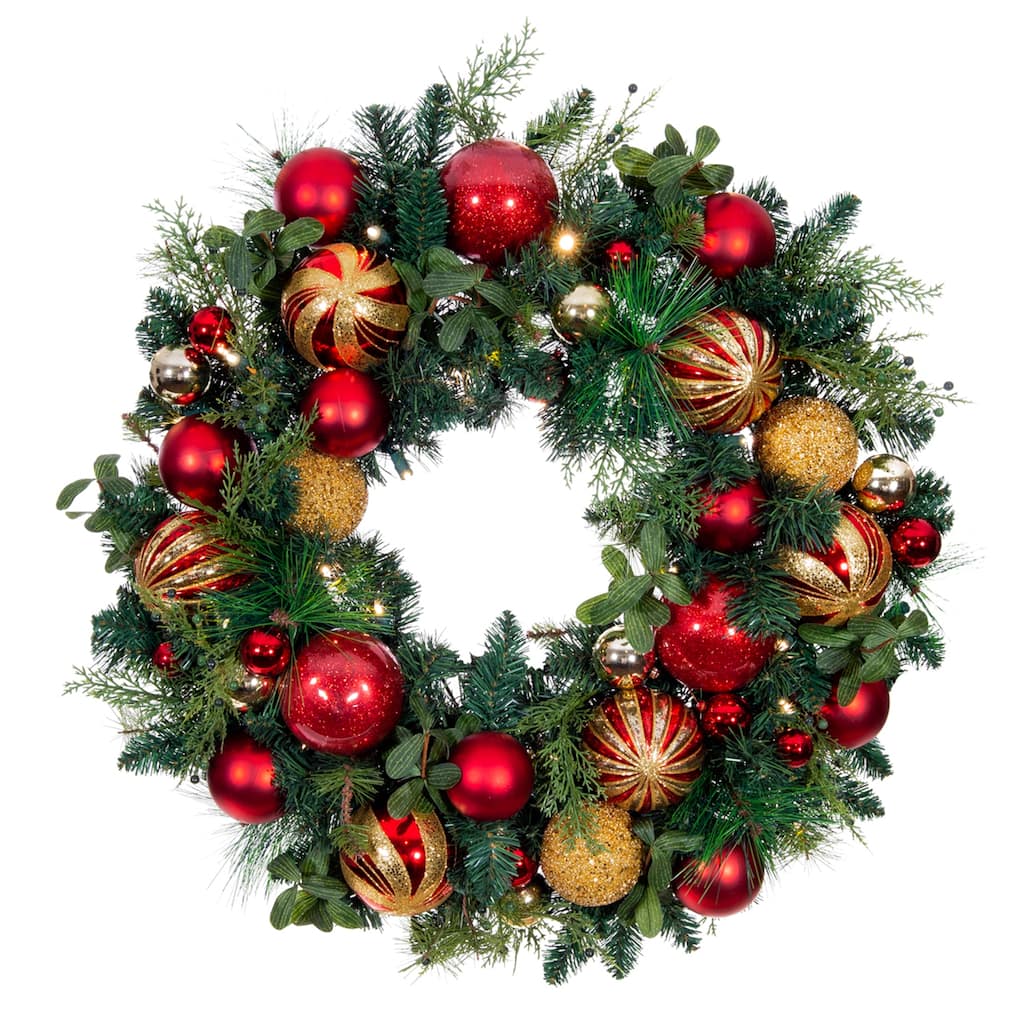 30 in. Lighted Christmas Wreath - Christmas Classic - Red