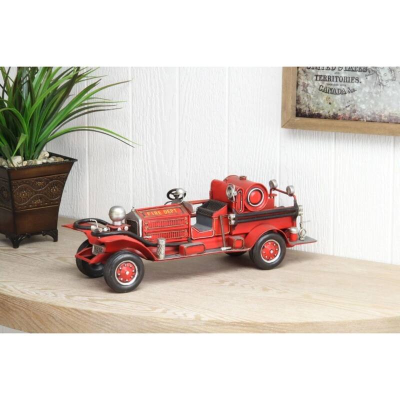 1920's Style Fire Truck Decoration - 16" - Red and Black