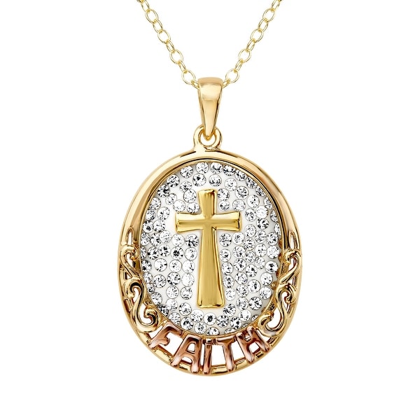 Crystaluxe Faith Pendant with Swarovski Crystals in 14K Gold-Plated Sterling Silver