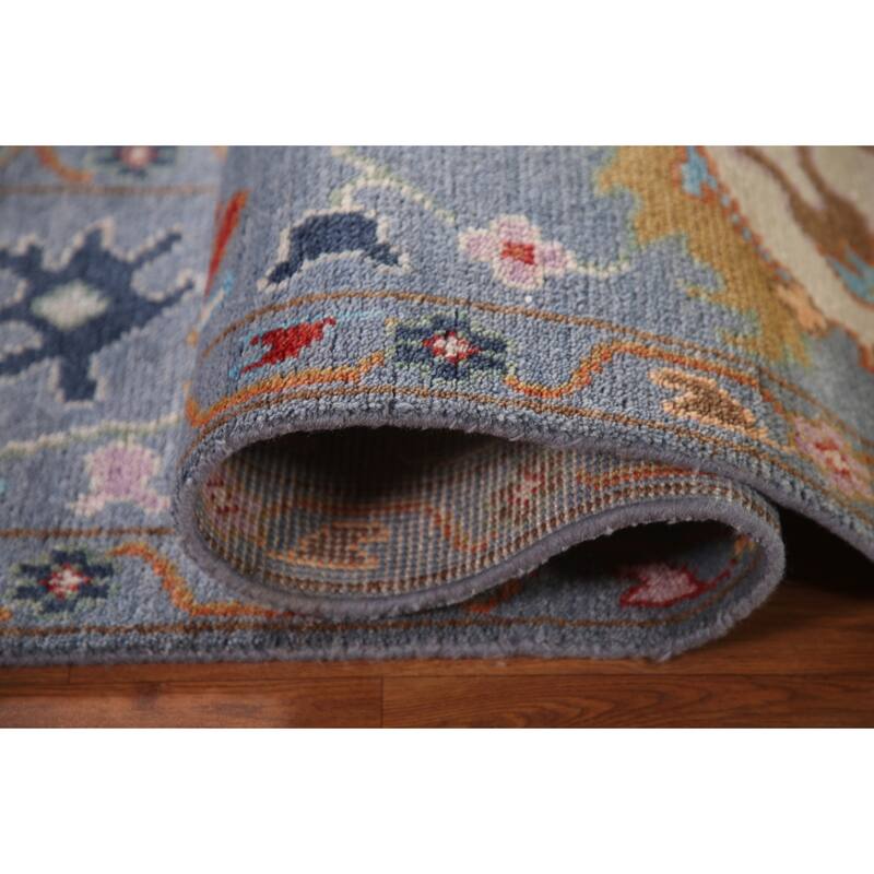 Blue Oushak Oriental Area Rug Handmade Bedroom Wool Carpet - 8'0" x 9'9"