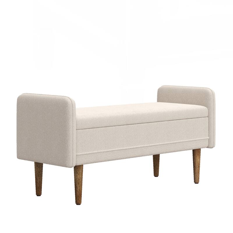 Storage Soft Bench with Armrests for Living Room, Entryway and Bedroom