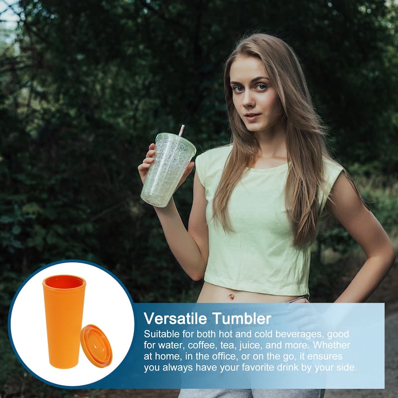 Acrylic Tumbler with Lid and Straw, 24 Oz Insulated Double Wall Cups