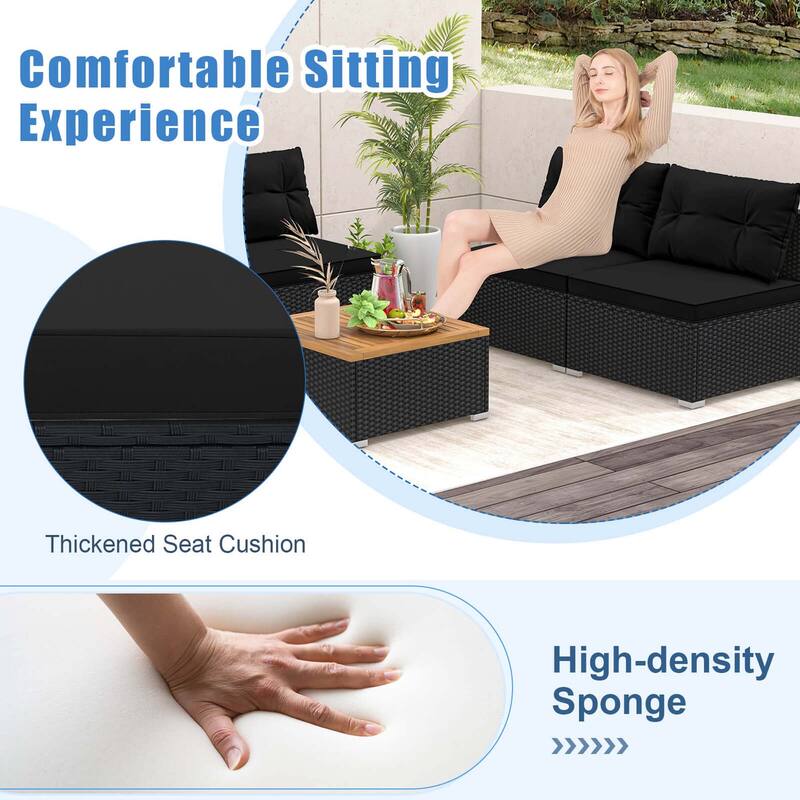 Costway 5 Piece Outdoor Furniture Set with Seat & Back Cushions Acacia - See Details