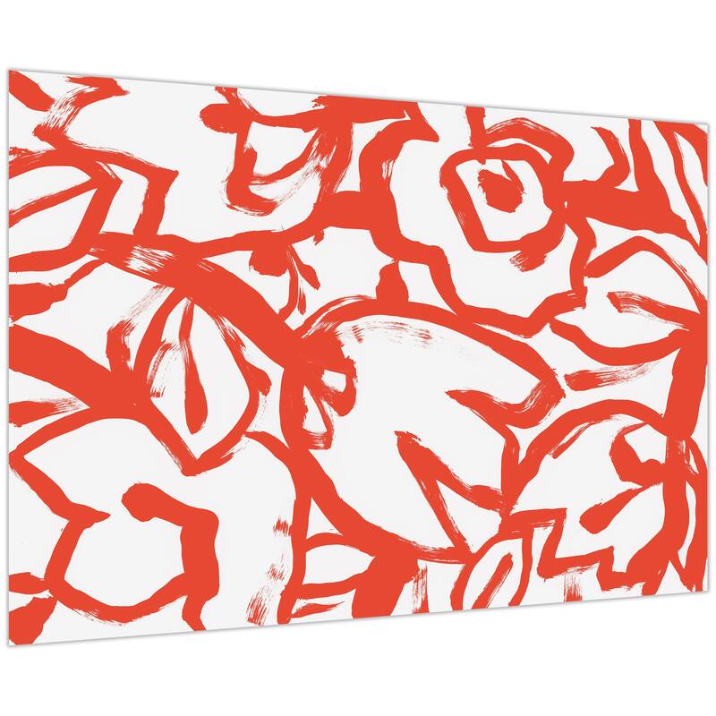 Empire Art Direct Scarlet Blooms I Floral Printed Tempered Glass Wall Art