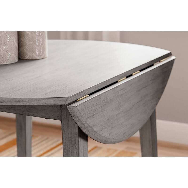 Signature Design by Ashley Shullden Gray Round Drop Leaf Dining Table - 43"W x 43"D x 30"H