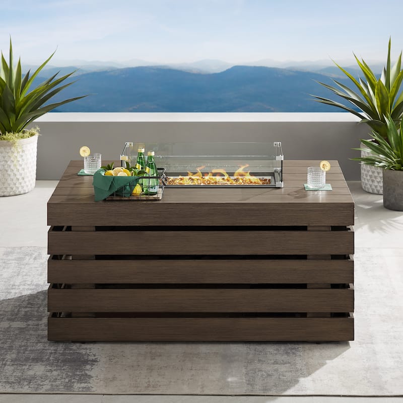 Corvus Hamina 1-piece Patio Aluminum Fire Pit Table with Lid