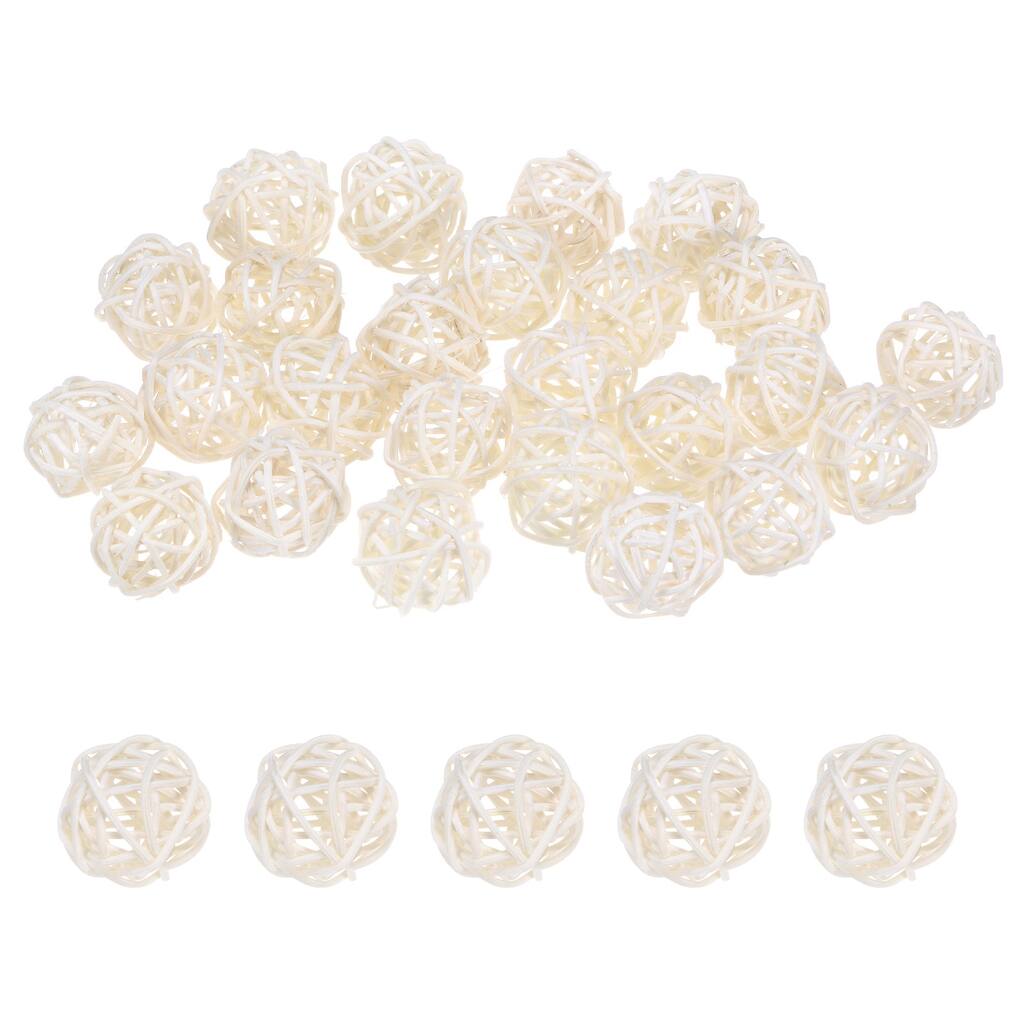 25-Pack Wicker Rattan Balls 1.2 Inch for Christmas/Weddings/DIY