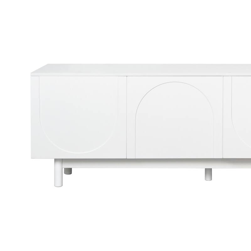 Modern Arch TV Console for TVs Up to 78'', Practical Media Console with Adjustable Shelves & Cable Management, Solid Wood Legs
