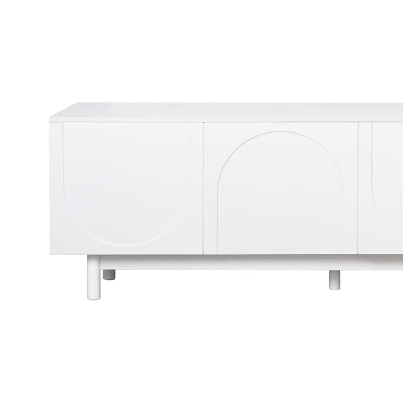 Modern Minimalist TV Stand with Arch Cabinets, Adjustable Shelves & Solid Wood Legs for TVs Up to 78''