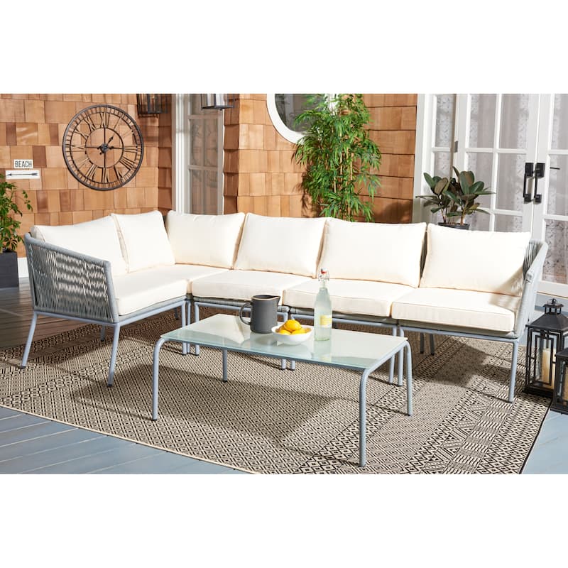 SAFAVIEH Outdoor Patio Furniture Remsin Rope Sectional Set - 39"W x 26"D x 15"H