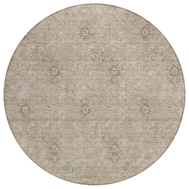 Machine Washable Indoor/ Outdoor Chantille Floral Burst Rug
