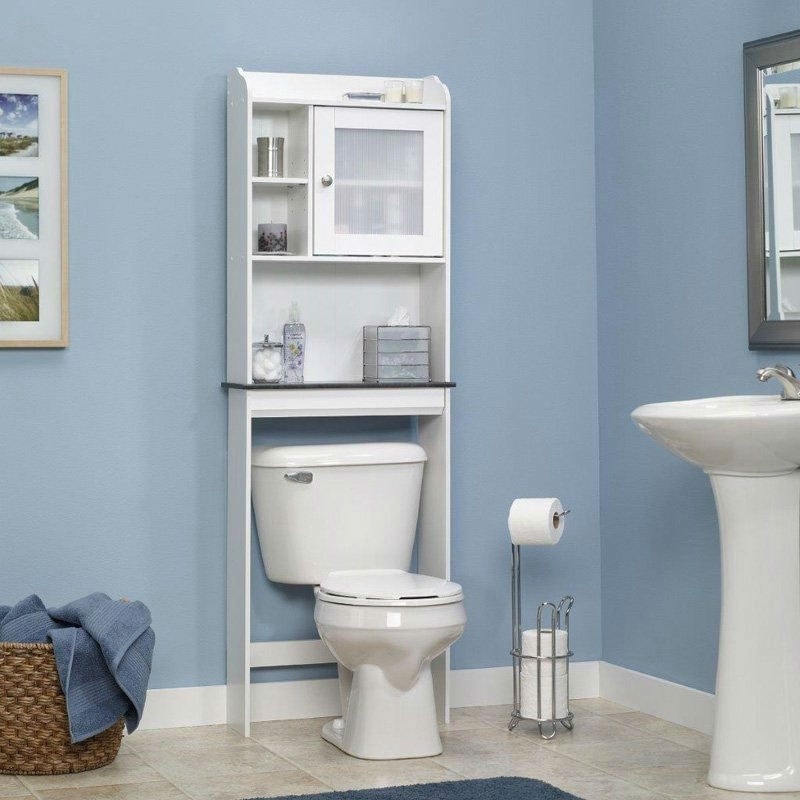 Shop White Space Saving Over Toilet Bathroom Cabinet With 2 Adjustable Shelves Overstock 30677588