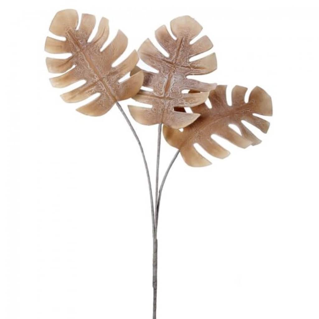 Cream And Brown Monstera Leaf Spray Faux Plants And Trees