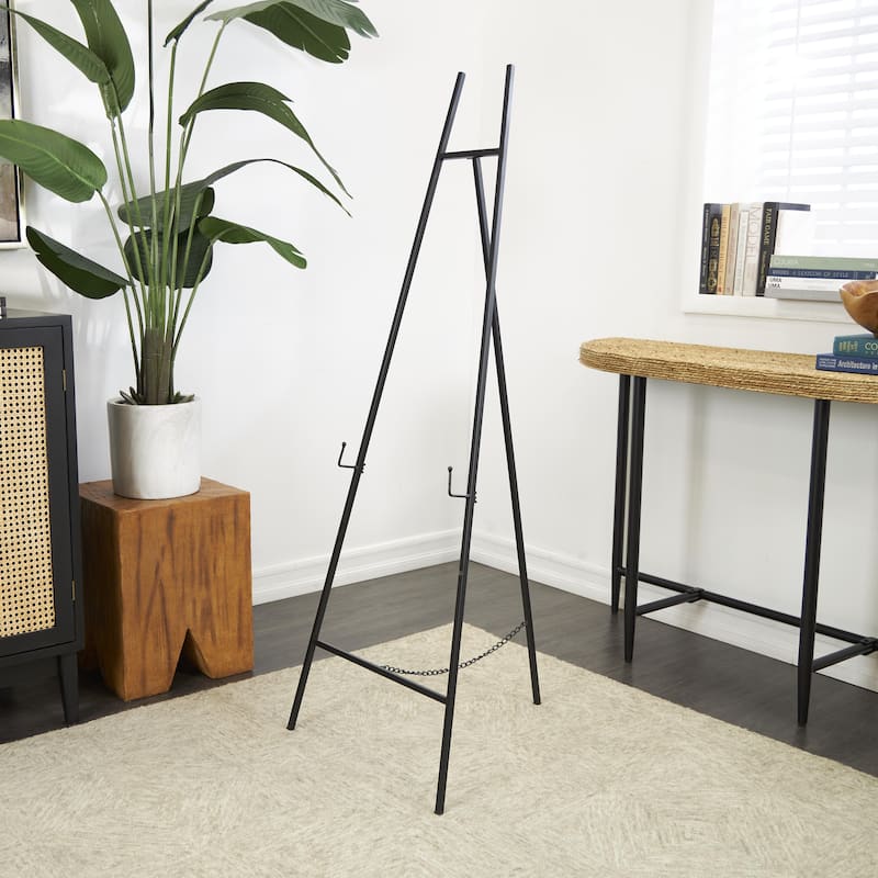 Metal Geometric Tall Adjustable 3 Tier Display Easel with Chain Support - Black or Gold - Roche River Decor