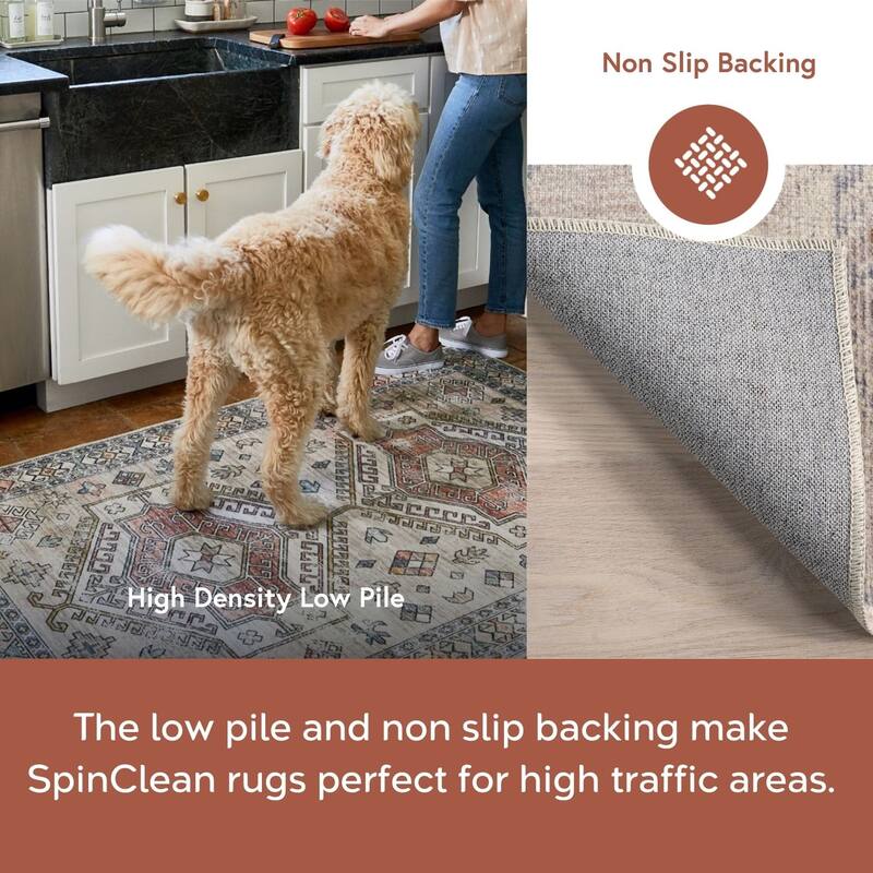 Nuloom Krystin SpinClean Distressed Machine Washable Area Rug
