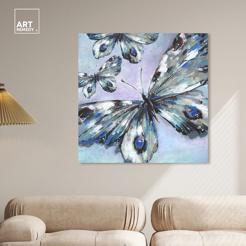 Art Remedy Butterfly Trio Gallery Wrapped Butterfly 1 Piece Canvas Wall Art