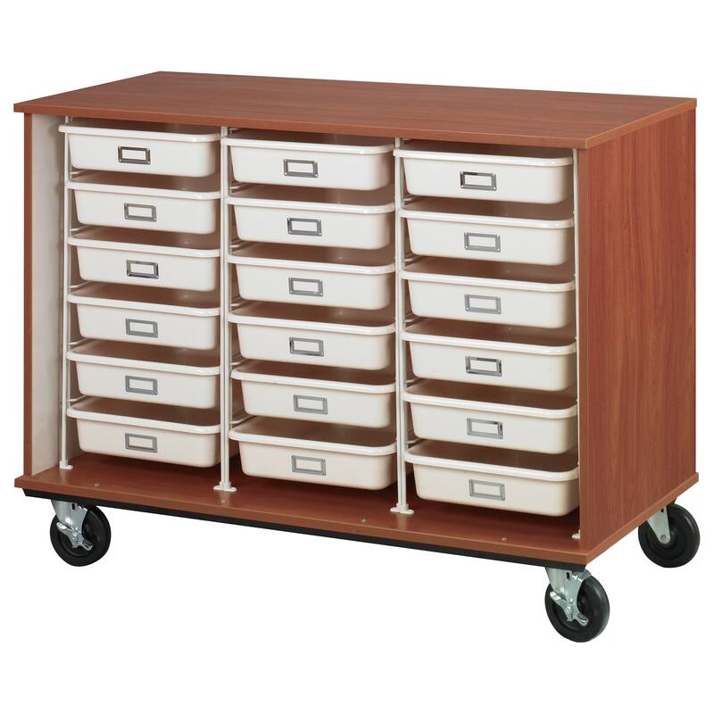 Mobile Storage Tray Cart - 36" Tall Rolling Cabinet Organizer - Durable Utility Cart
