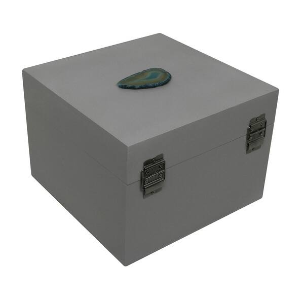 Shop Pair Of Glossy White Decorative Boxes With Blue Agate Accents