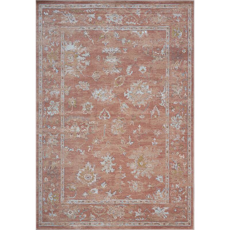 Eno Elmina Rust, Beige, Ivory, and Green Viscose Area Rug - 2'3" x 12' Runner