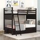preview thumbnail 1 of 25, Twin Over Twin Wood Bunk Bed with Drawers, Safety Guardrails, Convertible to Two Beds Espresso