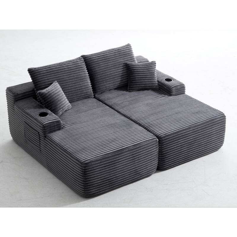 Oversized Boneless Double Chaise Lounge, Sectional Deep Seat Cloud Couch, Oversized Compressed Loveseat Sleeper Sofa