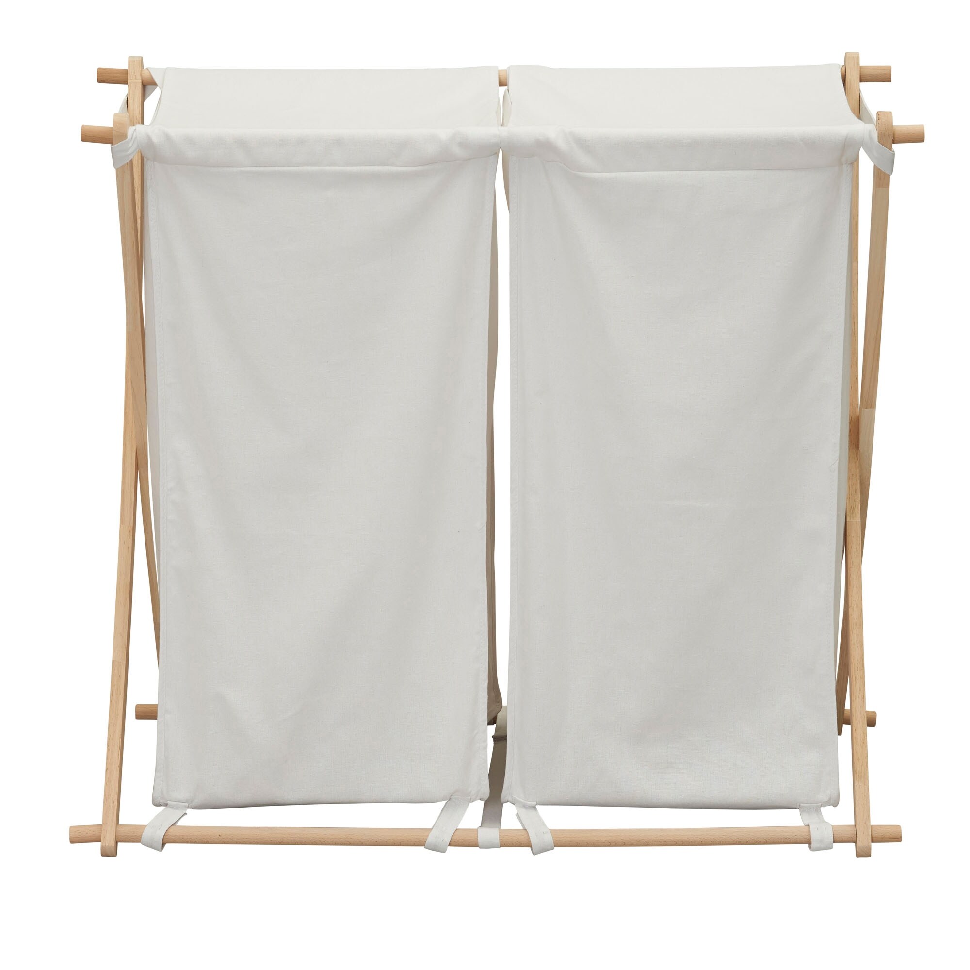 HOUSEHOLD ESSENTIALS Natural Gray, Collapsible, Polycotton, X-Frame Wood Laundry  Hamper, Folding Wood Frame 6787-1 - The Home Depot