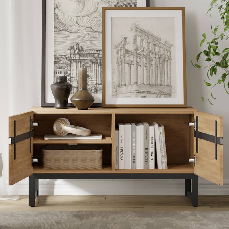 WAMPAT Modern TV Stand Entertainment Center TV Console with Storage Cabinets