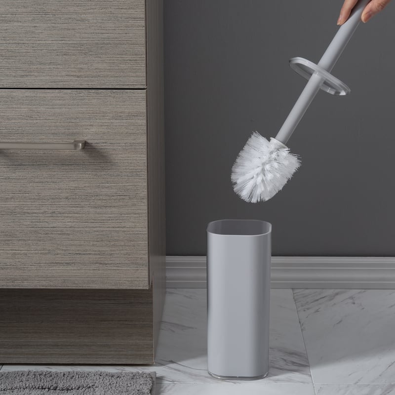 Bath Bliss Contemporary Acrylic Toilet Brush Set in Grey - 3.5"x 3.5"x 15"