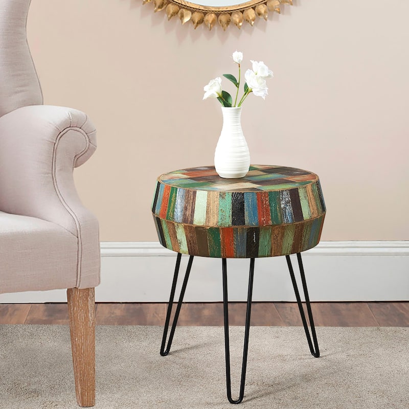 Greenage Reclaimed Wood End Table Living Room Night Stand Use
