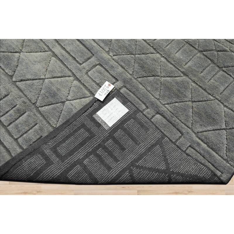 8x10 Tibetano Hand Knotted Wool Tone on Tone Modern & Contemporary Gray Rug - 8' x 10'