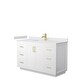 preview thumbnail 135 of 168, Miranda Single Vanity Set, Cultured Marble Top, No Mirror 54-Inch Single - White, Gold Trim, White Cultured Marble Top