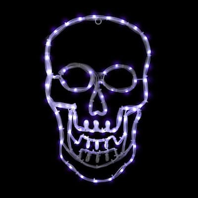 18" Lighted Skull Window Silhouette Halloween Decor