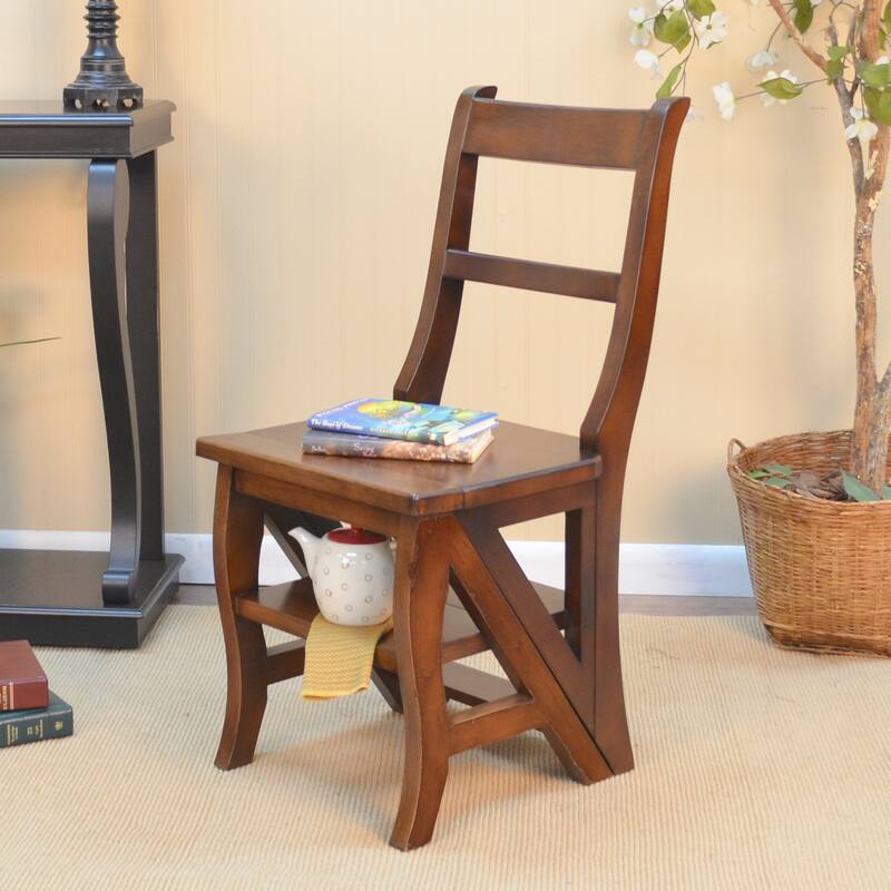 Copper Grove Stevensville Folding Wood Library Ladder Chair