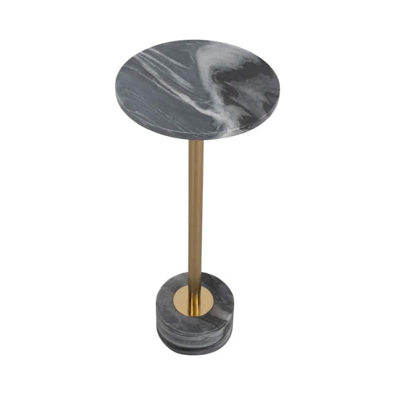 Sagebrook Home Modern Metal and Marble Accent Table with Iron Base and Stone Details - 10" x 10" x 24"