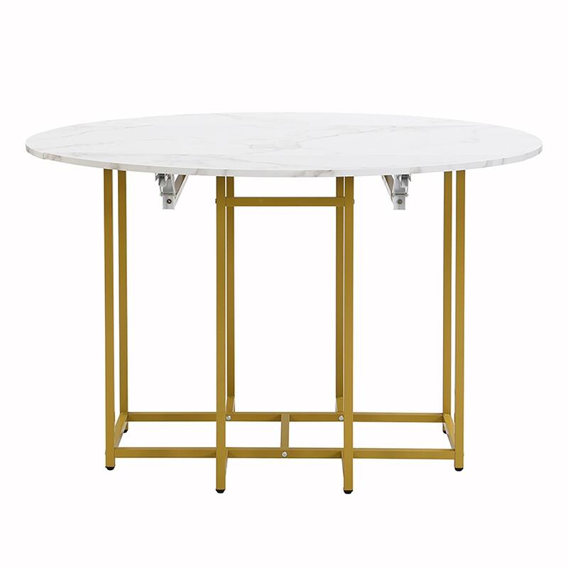 5PCS Extendable Dining Table Set With Faux Marble Top