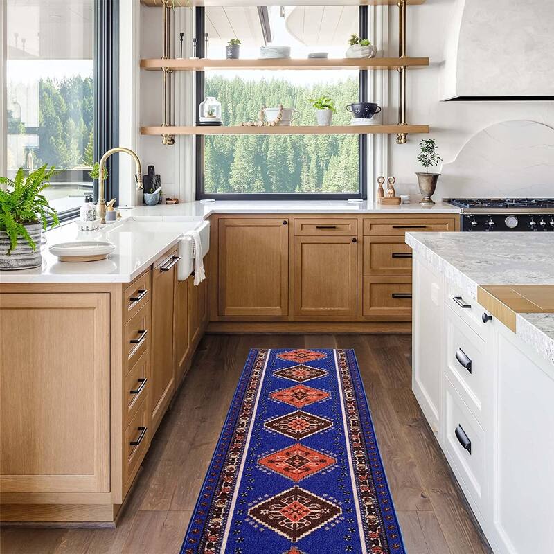 Custom Size Southwestern 26 Inch Wide Non-Slip Stair Runner Rug