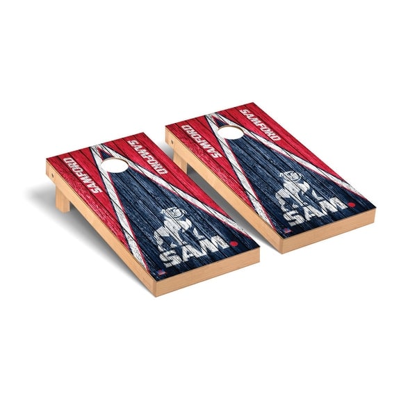 slide 2 of 5, Samford University Bulldogs Triangle Cornhole Board Set