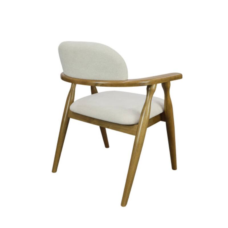 Christopher Knight Home - Mid-Cenutry Farmhouse Upholstered Wood Dining Chairs with Curved Backrest and Armrest, Set of 2