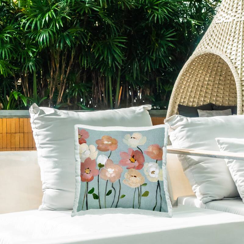 Stupell Soft Mixed Blossoms Printed Outdoor Throw Pillow Design by Charity Henderson