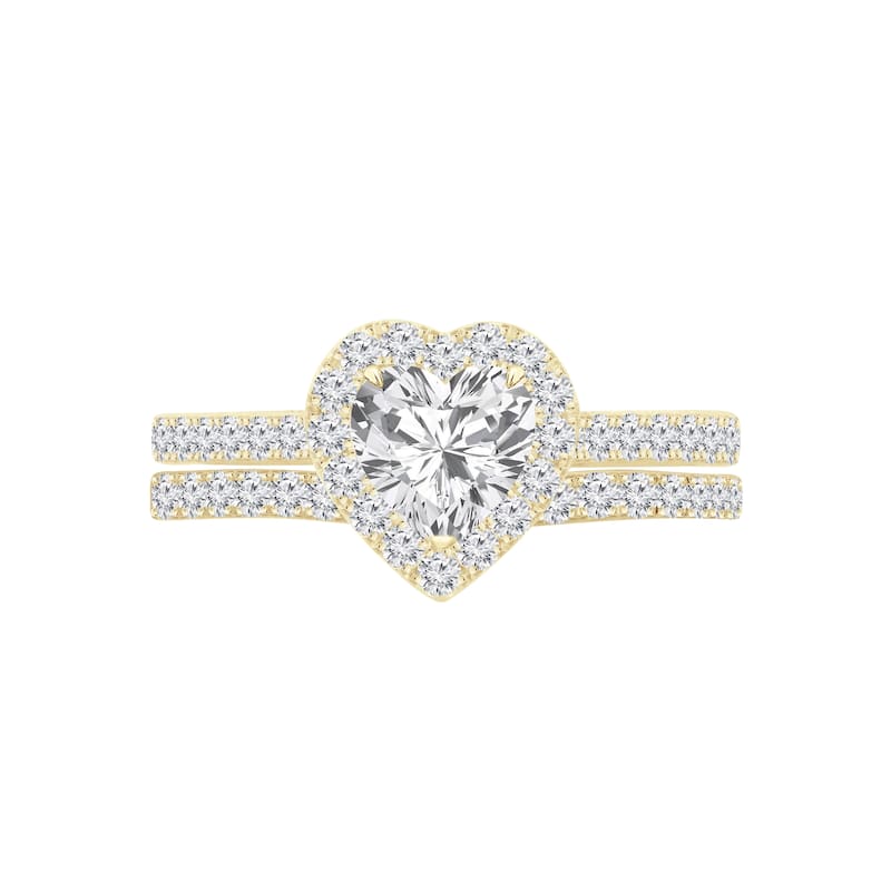 Auriya 1 1/2ctw Heart-cut Halo Diamond Engagement Ring Set 14k Gold