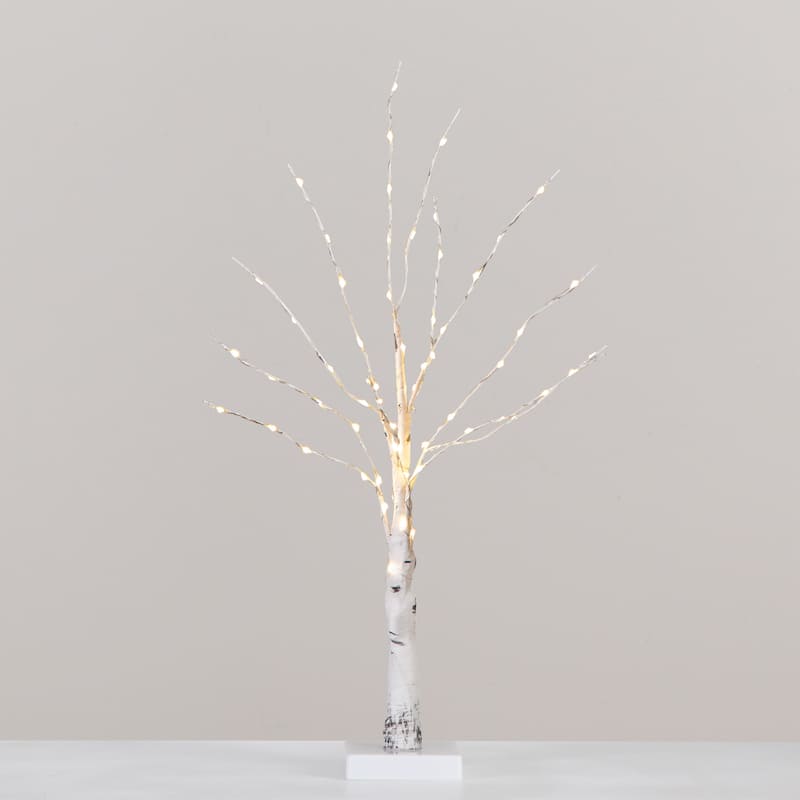 Pre-Lit Artificial White Birch Christmas Tree - 2' - Warm White LED Lights