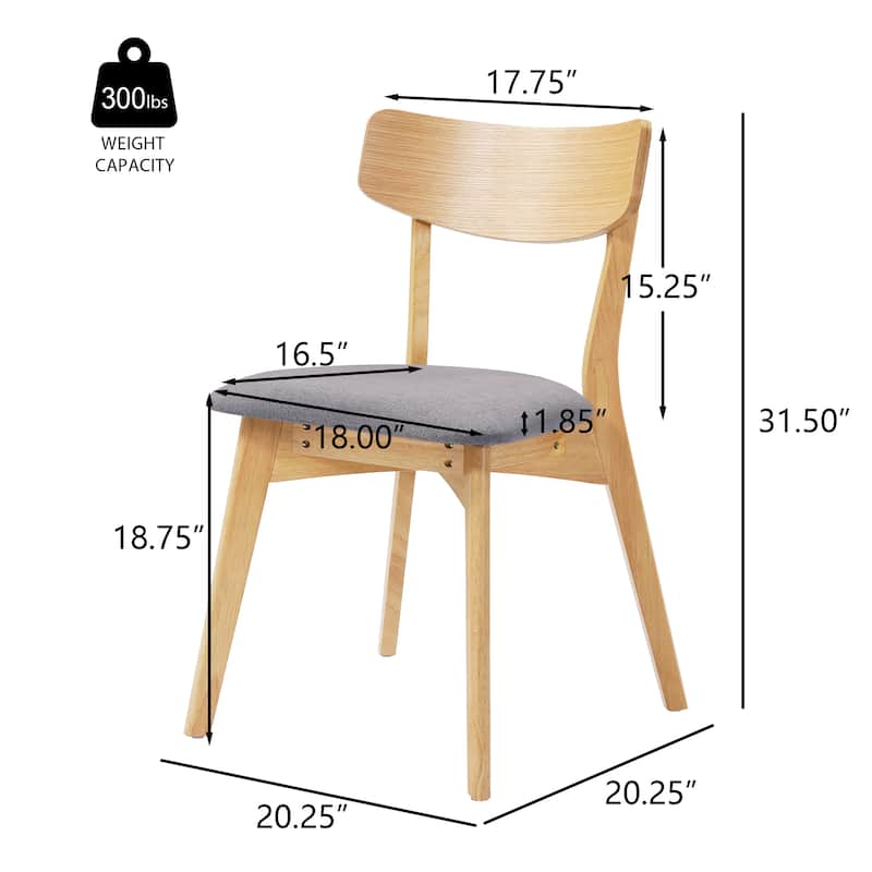 Mid-Century Dining Chairs Set of 4, Upholstered Wood Frame Chairs, Classic Armless Dining Chair