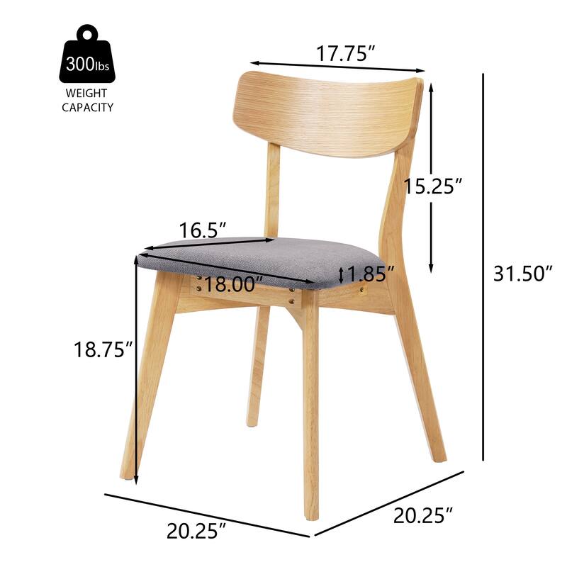 Roomfitters Mid-Century Modern Upholstered Dining Chairs with Wood Legs, Curved Back Kitchen Side Chair, Dark Gray Set of 4