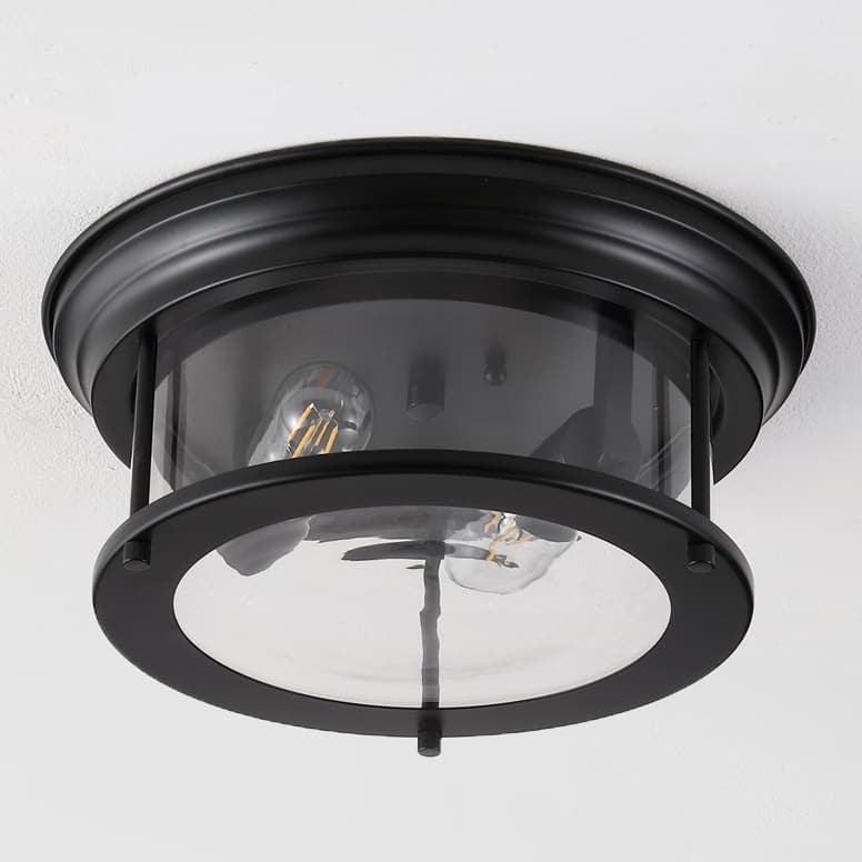 Henry 13.25" Metal/Glass LED Flush Mount, by JONATHAN Y