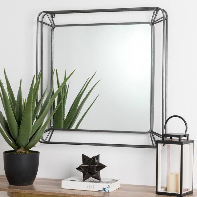 Glitzhome Oversized Iron-framed Round Wall Mirror