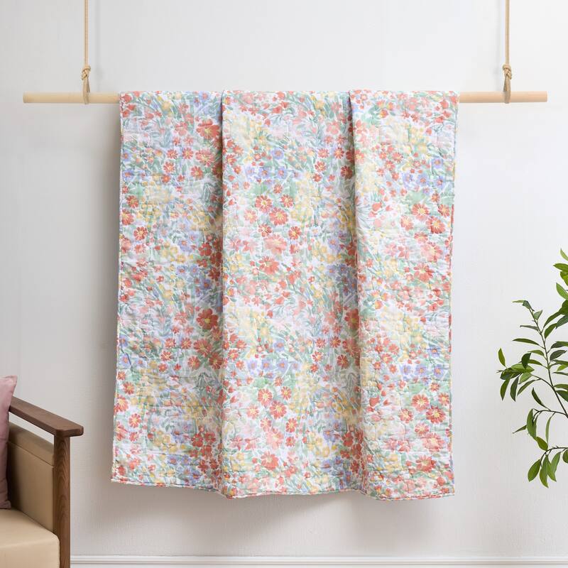 Greenland Home Fashions Alice Pastel 50"x60" Modern Floral Throw Quilt